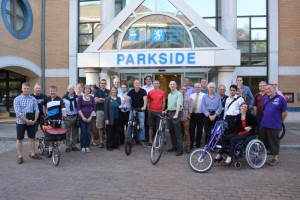 Early arrivals got the chance to try out an electric bike and a handcycle